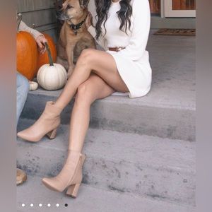 Lulu’s Sarai Light Nude Pointed Toe Ankle Booties / Boots